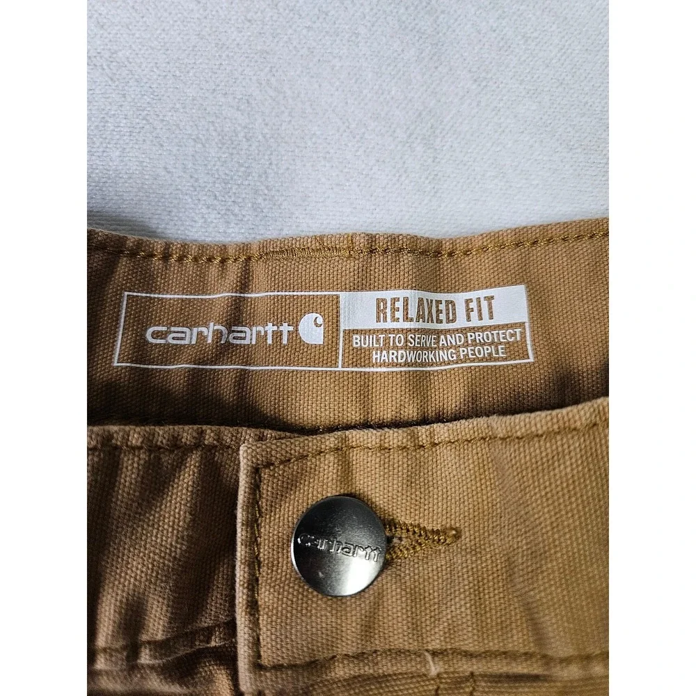 Carhartt Relaxed Fit Shorts Mens 38 Brown Canvas Workwear Utility Carpenter